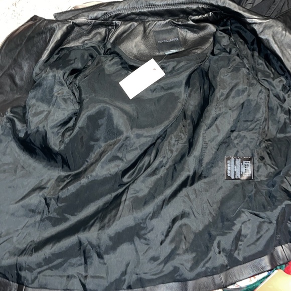 New Guess Marciano 100% Leather Zip Up Asymmetrical Zipper Jacket S - Picture 10 of 13